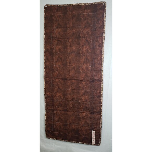 Table Runner Blue Flowers Brown Trimming 18 X 41 - Picture 5 of 8